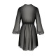 Пеньюар Passion AMBERLY PEIGNOIR 6XL/7XL, black, ажурные декольте и манжеты, широкие рукава