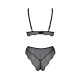Комплект белья Passion AMBERLY SET 6XL/7XL black, лиф, трусики бразилиана, люрексовая нить