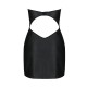 Мини-платье из экокожи Passion CELINE CHEMISE 6XL/7XL, black, шнуровка, трусики в комплекте