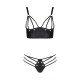 Комплект из экокожи Passion MALWIA BIKINI 6XL/7XL black, с люверсами и ремешками, бра, трусики