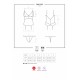 Сатиновий мереживний корсет Obsessive 810-COR-1 babydoll & thong L/XL, чорний, корсет, танга