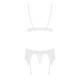 Кружевной комплект белья Obsessive 810-SEG-2 S/M White, бюстгальтер, стринги, пояс для чулок