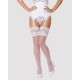 Чулки под пояс с широким кружевом Obsessive 810-STO-2 stockings L/XL, белые