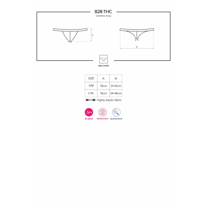 Кружевные танга с доступом Obsessive 828-THC-1 crotchless thong S/M, черные