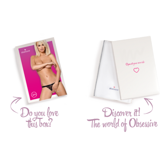 Кружевные танга с доступом Obsessive 828-THC-1 crotchless thong L/XL, черные