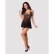 (SALE) Еротичний мереживний комплект із сіточкою Obsessive 838-BAB-1babydoll & thong black S/M, чорний, пен