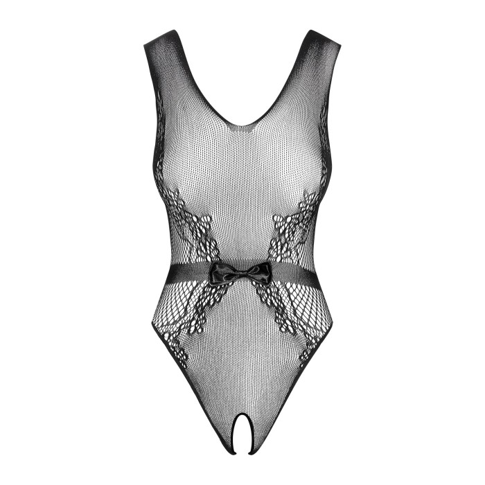 (SALE) Сетчатый бодистокинг с доступом Obsessive B115 teddy S/M/L, черный