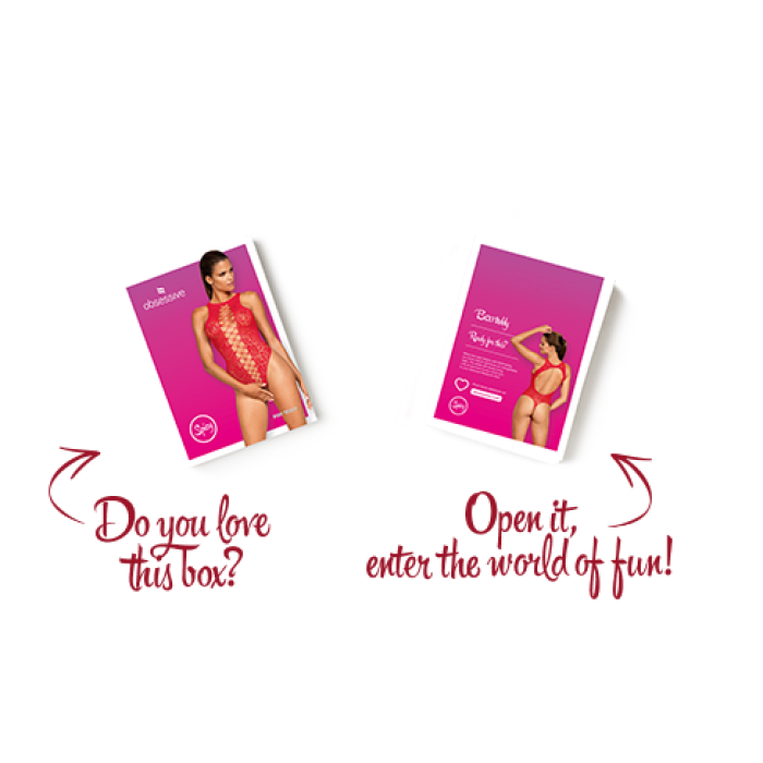 Ажурний бодістокінг із ефектом шнурівки Obsessive B120 teddy red S/M/L, червоний