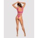 Сетчатый бодистокинг с продольными вырезами Obsessive B121 teddy S/M/L, розовый