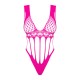 Сетчатый бодистокинг с продольными вырезами Obsessive B121 teddy S/M/L, розовый