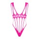 Сетчатый бодистокинг с продольными вырезами Obsessive B121 teddy S/M/L, розовый