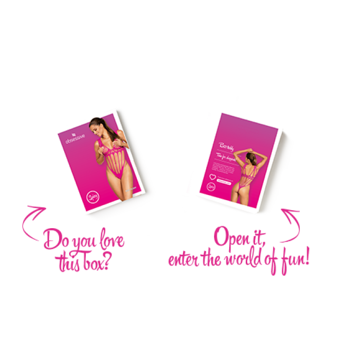 Сетчатый бодистокинг с продольными вырезами Obsessive B121 teddy S/M/L, розовый