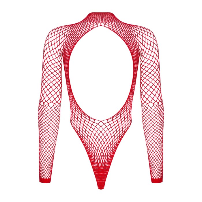 Сетчатый бодистокинг с длинным рукавом Obsessive B126 teddy red XL/XXL, красный