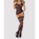 (SALE) Бодистокинг Obsessive Bodystocking F214 black S/M/L, имитация корсета и чулок на подвязках