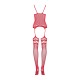 Бодістокінг Obsessive Bodystocking F214 red S/M/L, імітація корсета та панчіх на підв’язках