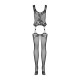 (SALE) Бодистокинг Obsessive Bodystocking F221 XL/XXL, силуэтный цветочный рисунок, имитация чулок