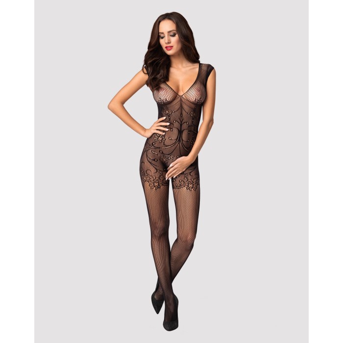 (SALE) Бодистокинг Obsessive Bodystocking F234 S/M/L, абстрактный рисунок, глубокое декольте