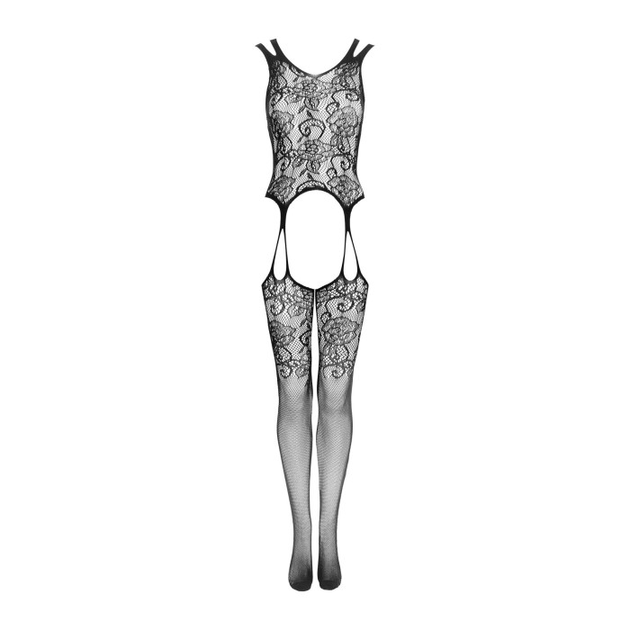 Бодистокинг Obsessive Bodystocking F237 S/M/L, растительное плетение, имитация чулок