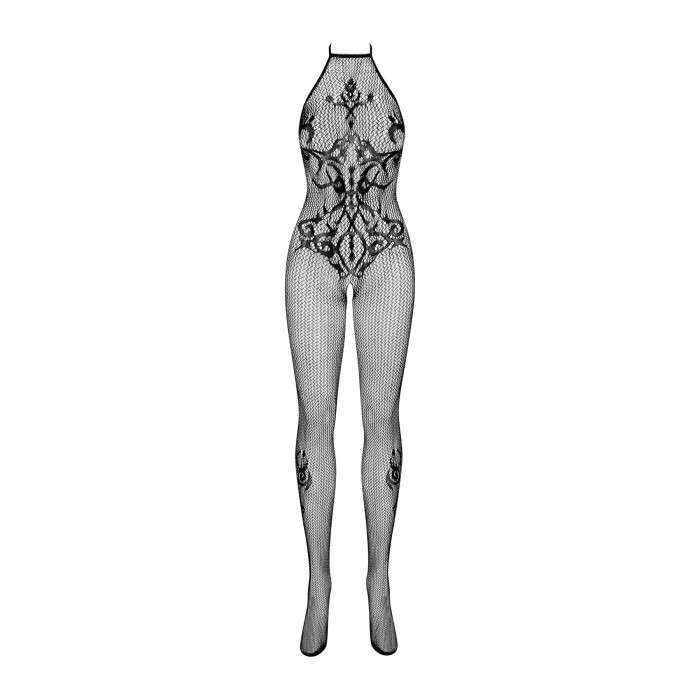Бодистокинг Obsessive Bodystocking G308 S/M/L, халтер, декор в виде татуировки