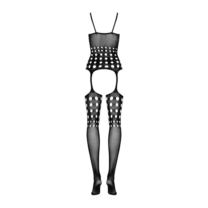 (SALE) Бодистокинг Obsessive Bodystocking G310 S/M/L, топ, чулки, подвязках, круглые вырезы