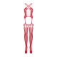 Бодістокінг Obsessive Bodystocking G313 S/M/L red, шнурівка, геометричний декор