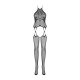 Бодістокінг Obsessive Bodystocking G316 S/M/L, квітковий декор, схрещені підв’язки