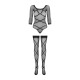 Бодістокінг Obsessive Bodystocking G320 S/M/L, панчохи, боді, декор у вигляді ліній