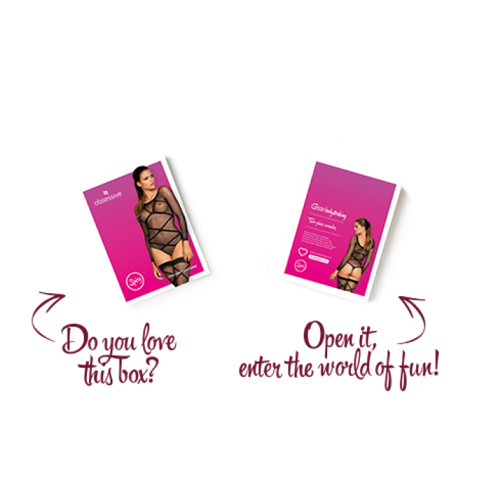 Бодістокінг Obsessive Bodystocking G320 S/M/L, панчохи, боді, декор у вигляді ліній
