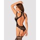 (SALE) Ажурный бодистокинг с отверстиями Obsessive Bodystocking G327 black S/M/L, черный, комбинезон, с дос