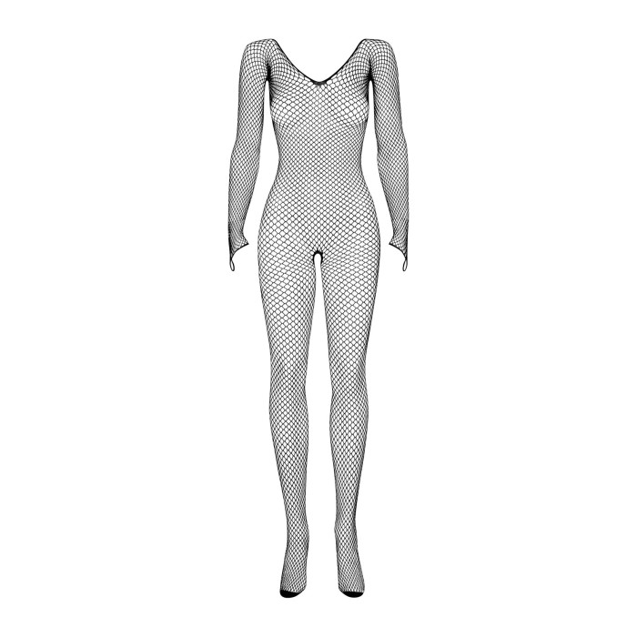 Сітчастий бодістокінг із довгим рукавом Obsessive Bodystocking N109 black S/M/L, чорний, комбінезон