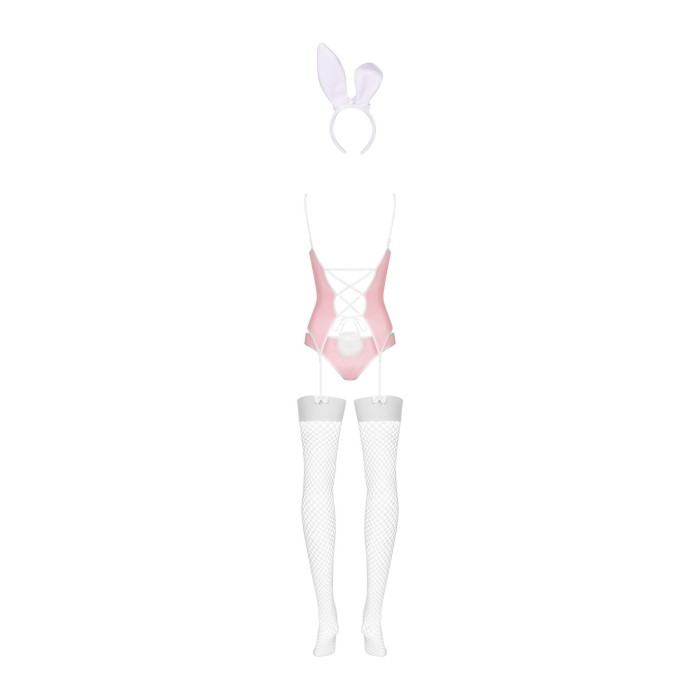 Еротичний костюм зайчика Obsessive Bunny suit 4 pcs costume pink L/XL, рожевий, топ з підв’язками, т