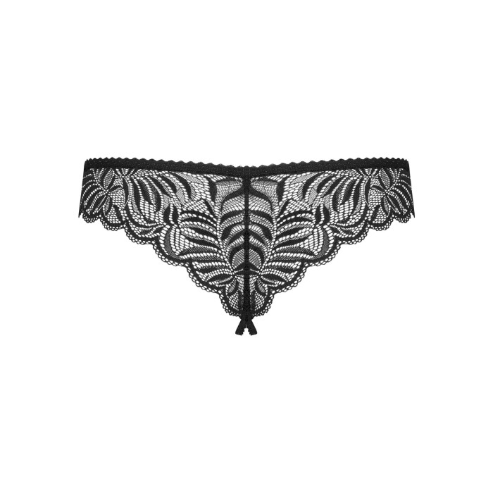 Кружевные танга с доступом Obsessive Contica crothchles thong S/M, черные