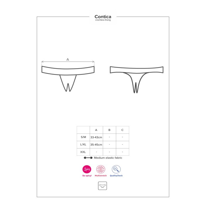 Кружевные танга с доступом Obsessive Contica crothchles thong L/XL, черные