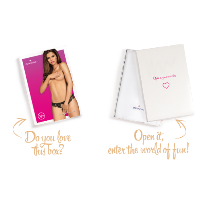 Кружевные танга с доступом Obsessive Contica crothchles thong L/XL, черные