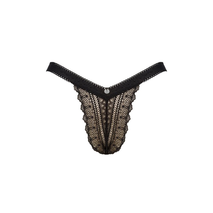 (SALE) Мереживні трусики із заниженою талією Obsessive Estiqua panties M/L, чорні