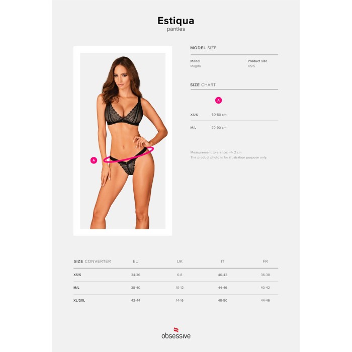 (SALE) Мереживні трусики із заниженою талією Obsessive Estiqua panties M/L, чорні