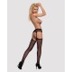 Сетчатые чулки-стокинги с цветочным рисунком Obsessive Garter stockings S207 XL/XXL, черные, имитаци