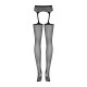 Сетчатые чулки-стокинги с цветочным рисунком Obsessive Garter stockings S207 XL/XXL, черные, имитаци