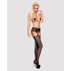 Сітчасті панчохи-стокінги з мереживним поясом Obsessive Garter stockings S307 XL/XXL, чорні, імітаці