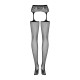 Сітчасті панчохи-стокінги з мереживним поясом Obsessive Garter stockings S307 XL/XXL, чорні, імітаці