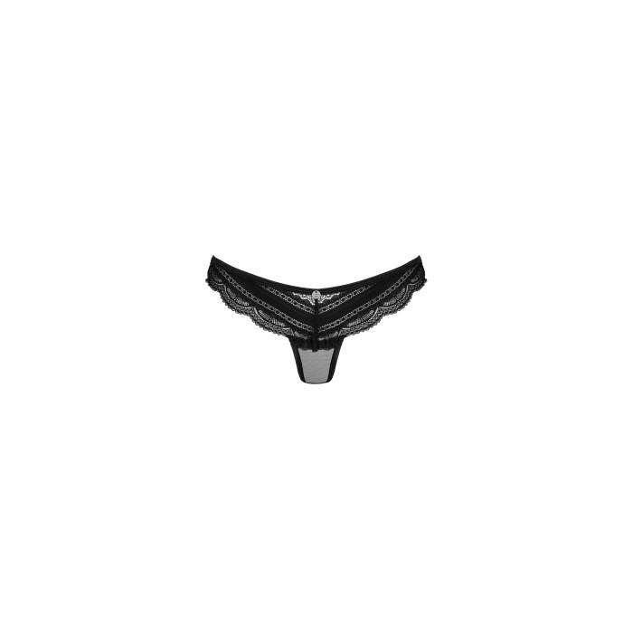 Напівпрозорі трусики з підвіскою Obsessive Ivannes panties black 2XL/3XL, чорні
