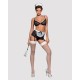 Эротический костюм горничной Obsessive Maidme set 5pcs S/M, бюстгальтер, пояс с фартуком, чулки, стр