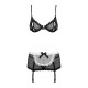Эротический костюм горничной Obsessive Maidme set 5pcs S/M, бюстгальтер, пояс с фартуком, чулки, стр
