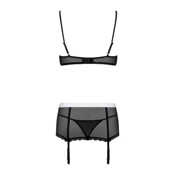 Эротический костюм горничной Obsessive Maidme set 5pcs L/XL, бюстгальтер, пояс с фартуком, чулки, ст
