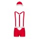 Мужской эротический костюм Санта-Клауса Obsessive Mr Claus S/M, боксеры на подтяжках, шапочка с помп