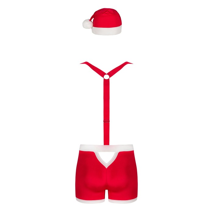 Мужской эротический костюм Санта-Клауса Obsessive Mr Claus L/XL, боксеры на подтяжках, шапочка с пом