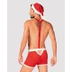 Мужской эротический костюм Санта-Клауса Obsessive Mr Claus 2XL/3XL, боксеры на подтяжках, шапочка с