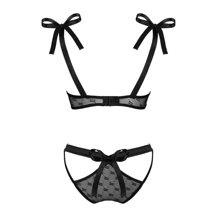 (SALE) Напівпрозорий еротичний комплект Obsessive Obsessivia 2-pcs set black S/M, бюстгальтер та трусики, а