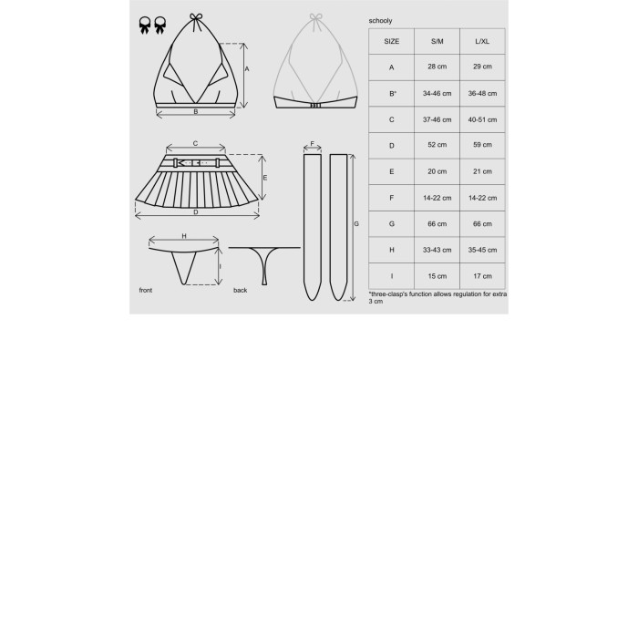 Еротичний костюм школярки з мініспідницею Obsessive Schooly 5pcs costume S/M, біло-червоний, топ, сп