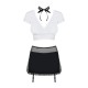 Эротический костюм секретарши Obsessive Secretary suit 5pcs black S/M, черно-белый, топ, юбка, стрин
